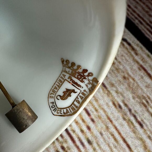 Vintage 60s Limoges "Love Story" Bell, Rare image, Green,  France, Porcelain - Picture 3 of 6